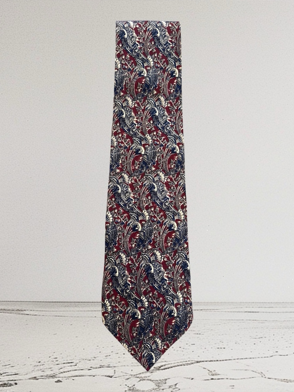 The Metropolitan Museum Of Art Burgundy, Blue, White, Vintage 100% Silk Necktie